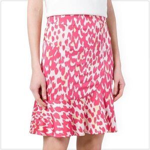 Issa Pink Jasmine Ruffle Hem Fluid Jacquard Stretch Jersey Skirt New NWT Size 4